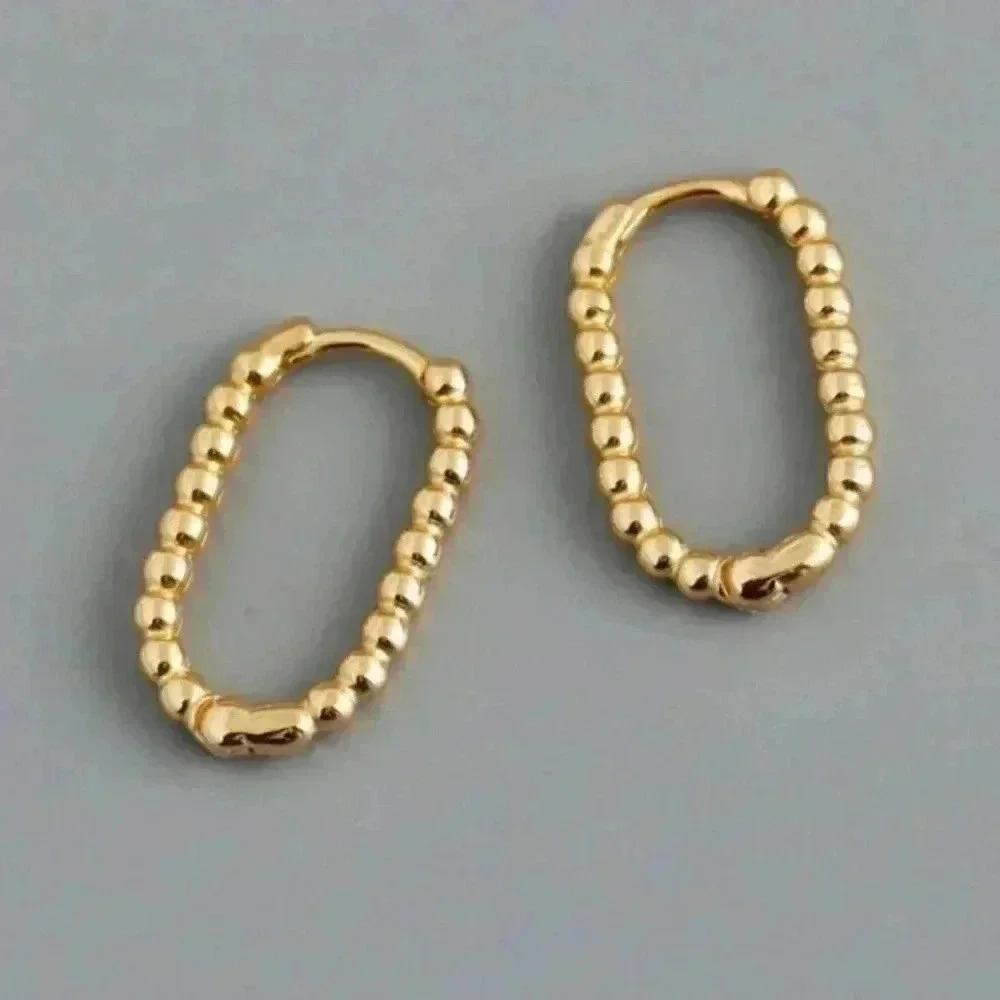 Elegant Gold Beaded Hoop Earrings